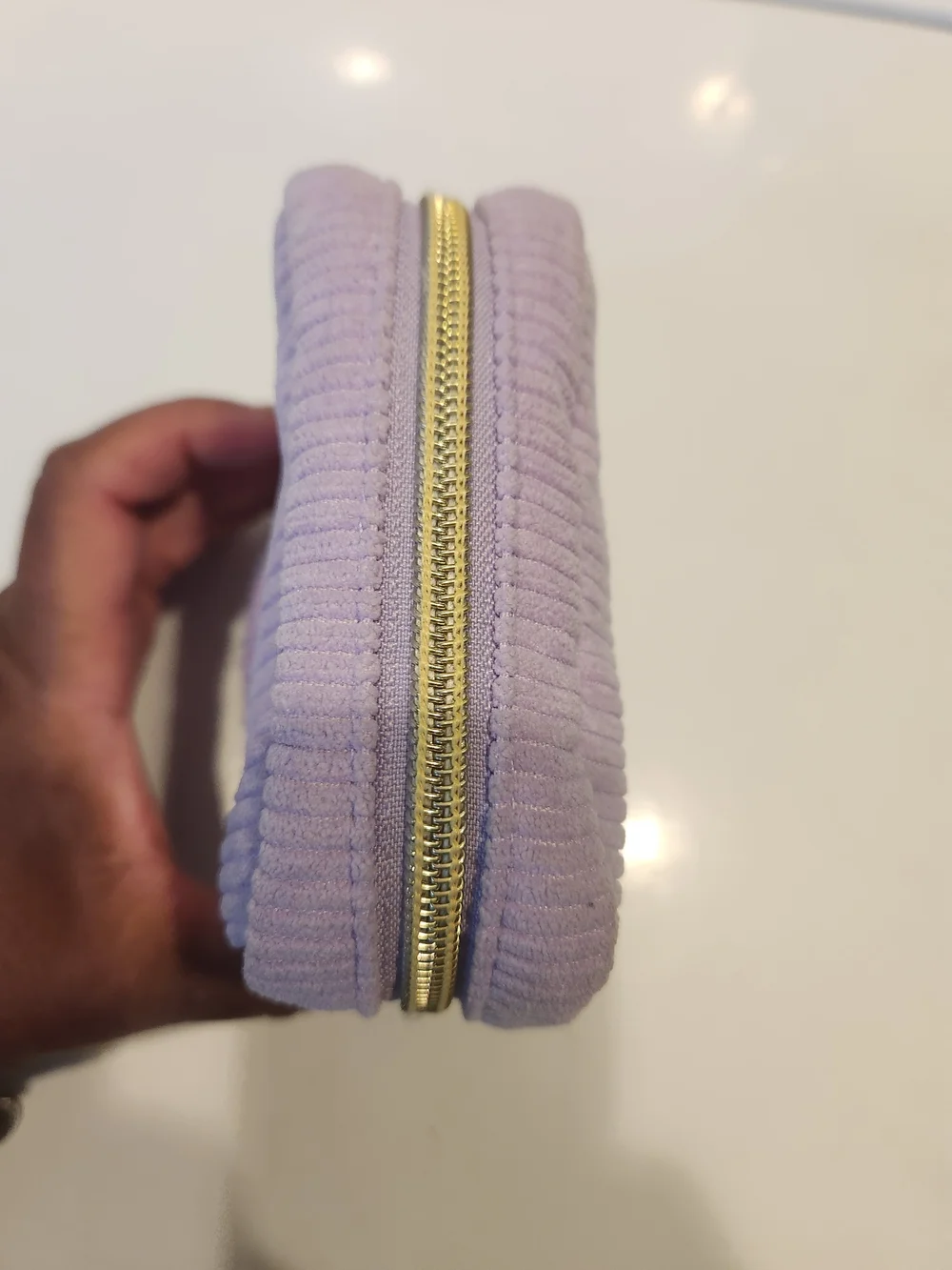 Source Unknown Lavender Corduroy Kids Pouch with Rainbow Patch